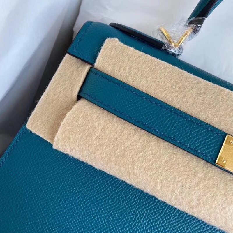 Hermes Kelly 28cm Handbag Shoulder Bag in Blue Paon Epsom Leather